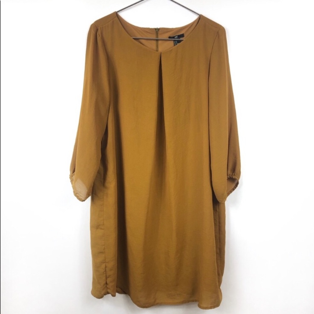 H&M Mustard/Gold Yellow Front Pleat Shift Dress